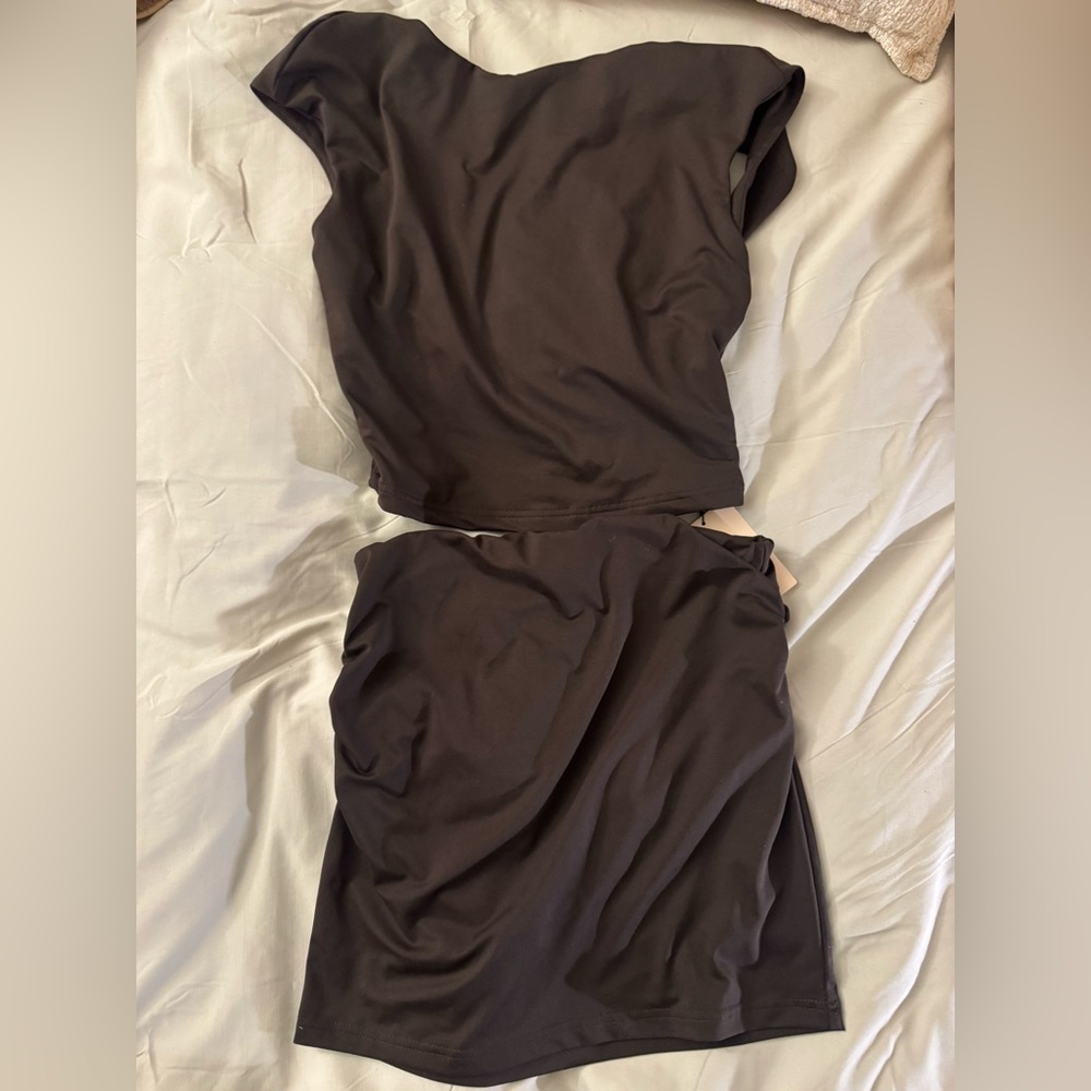 SHEIN Dark Brown Skirt Set